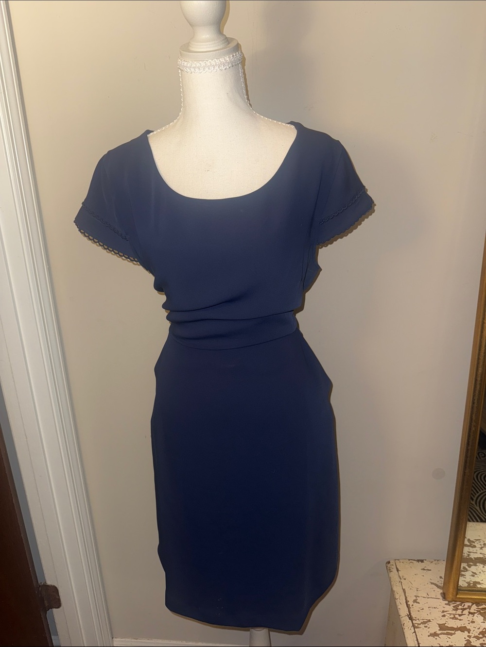Nicole Miller Navy Short-Sleeve Sheath Dress